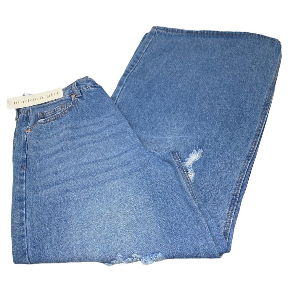 Madden Girl Maya Baggy Jeans Med Wash 28 NWT - Picture 7 of 14